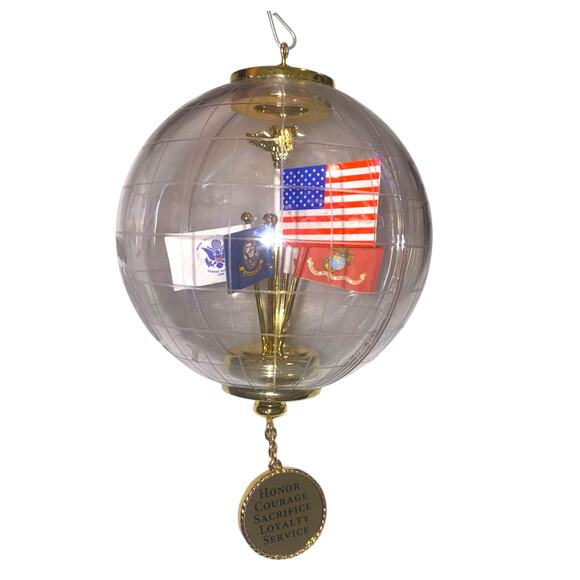 2007 Hallmark USA Globe Military Flags Christmas Ornament A World of Freedom - Picture 10 of 11